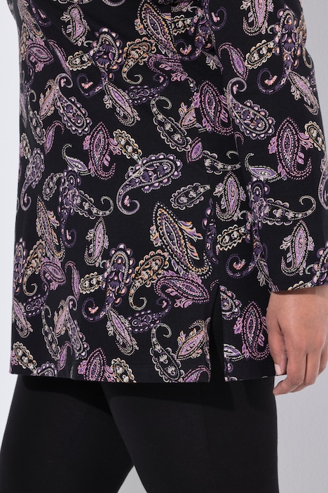 Longshirt, Paisley, A-Linie, Stehkragen, Langarm