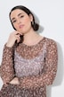 Mesh-skjorte, slim fit, rund hals, lange ermer