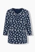Snowflake Print Pleated Neckline Tee
