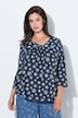 Snowflake Print Pleated Neckline Tee