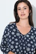 Snowflake Print Pleated Neckline Tee
