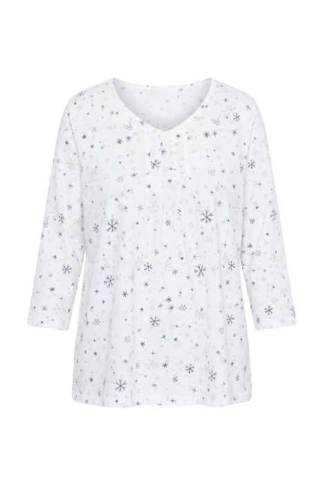 Shirt, Schneeflocken, A-Linie, V-Ausschnitt, 3/4-Arm