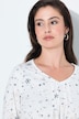 Shirt, Schneeflocken, A-Linie, V-Ausschnitt, 3/4-Arm