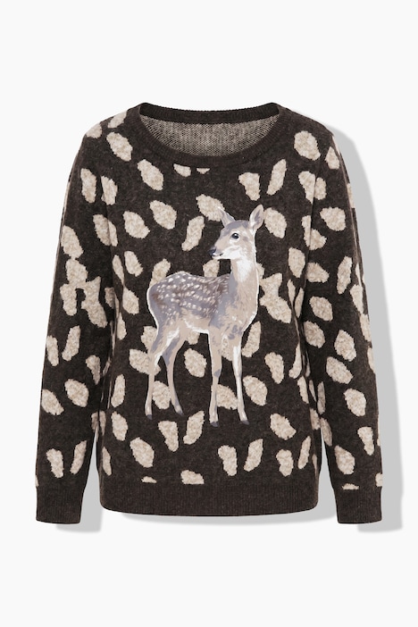 Pullover, Rehkitz, Rundhalsausschnitt, Langarm