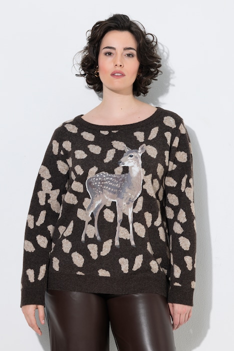 Pullover, Rehkitz, Rundhalsausschnitt, Langarm