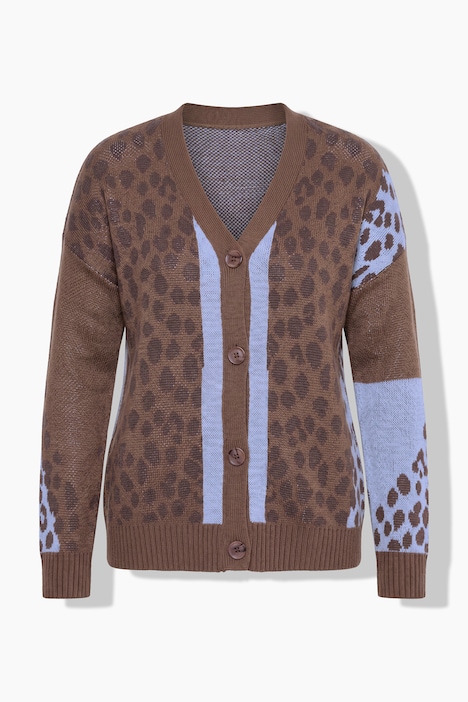 Vest, losse pasvorm, motiefmix met luipaardprint, lange mouwen