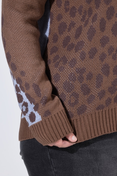 Vest, losse pasvorm, motiefmix met luipaardprint, lange mouwen