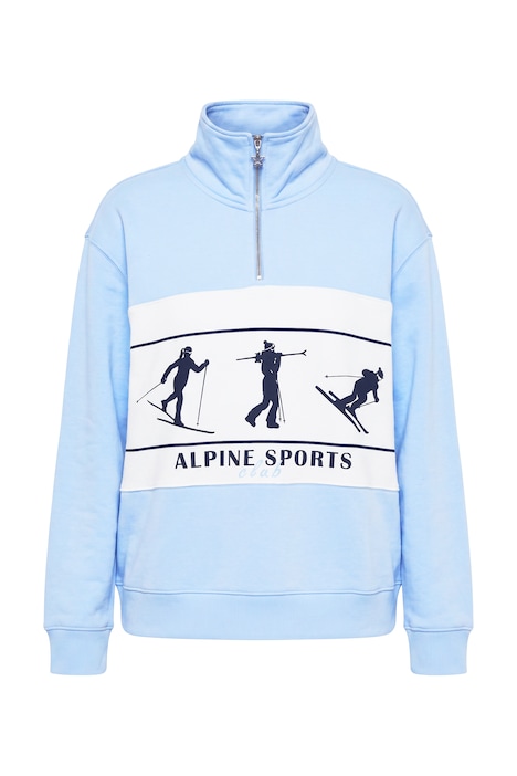 Sweatshirt, Ski-Motive, Oversized, Troyerkragen, Langarm