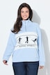 Sweatshirt, Ski-Motive, Oversized, Troyerkragen, Langarm