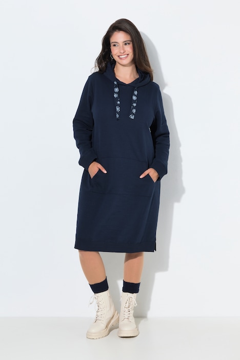 Sweatkleid, Kapuze, bedruckte Bänder, Langarm