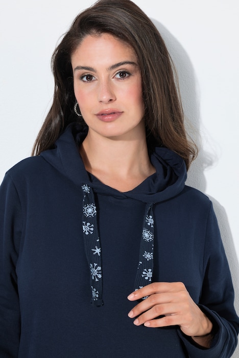 Sweatkleid, Kapuze, bedruckte Bänder, Langarm