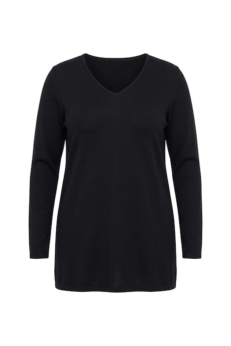 Pullover, A-Linie, leichter Strick, Langarm, Wellensaum