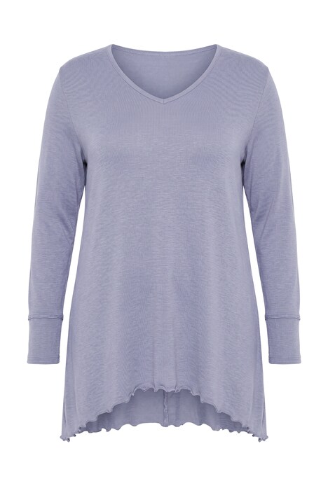 Pullover, A-Linie, leichter Strick, Langarm, Wellensaum