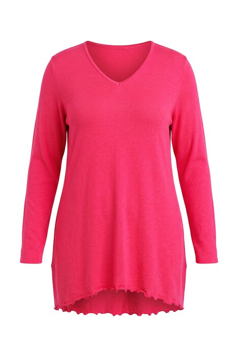 Pullover, A-Linie, leichter Strick, Langarm, Wellensaum