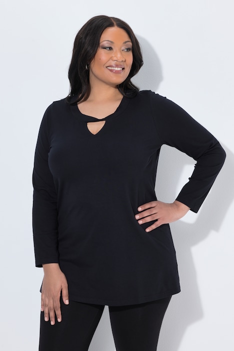Longshirt, A-lijn, opstaande kraag, lange mouwen
