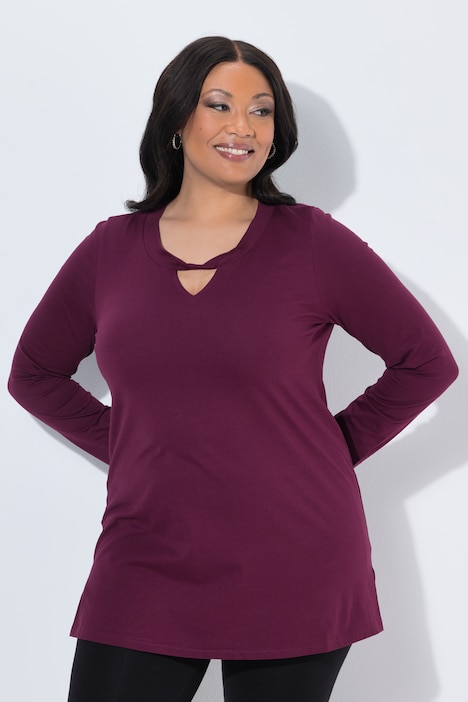 Longshirt, A-lijn, opstaande kraag, lange mouwen