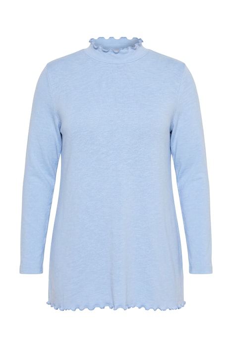 Pullover, A-Linie, leichter Strick, Stehkragen, Wellensaum