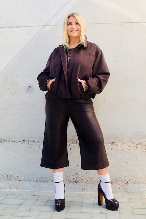 Long Faux Leather Wide Leg Shorts