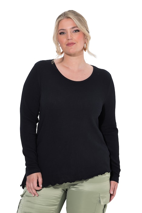 Pullover, A-Linie, leichter Strick, asymmetrischer Wellensaum