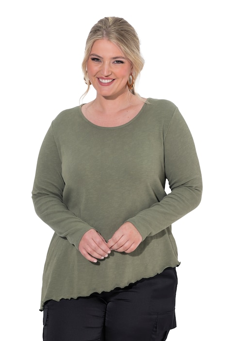 Pullover, A-Linie, leichter Strick, asymmetrischer Wellensaum