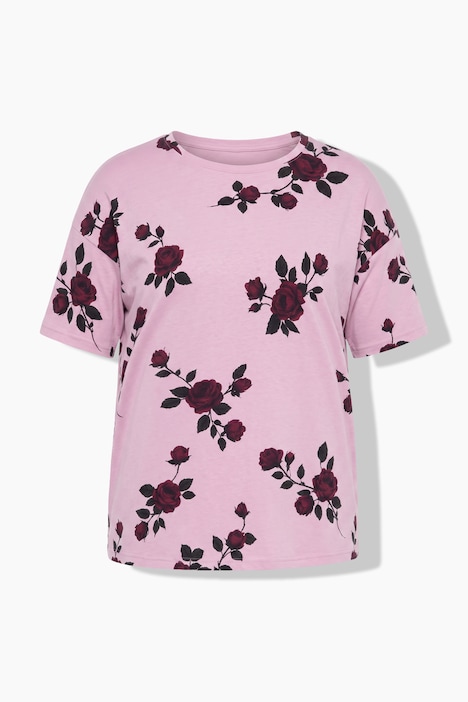 T-Shirt, Oversize Shape, Roses, Halbarm