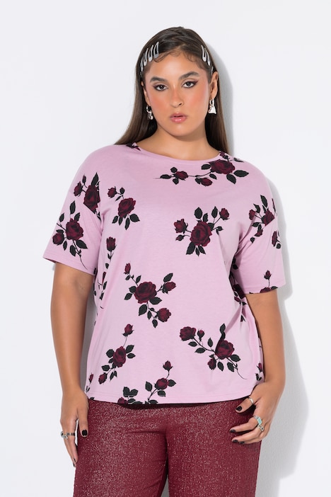 T-Shirt, Oversize Shape, Roses, Halbarm