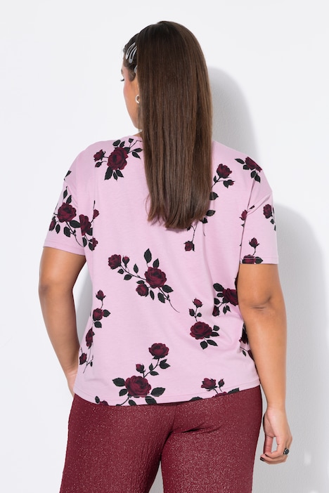 T-Shirt, Oversize Shape, Roses, Halbarm