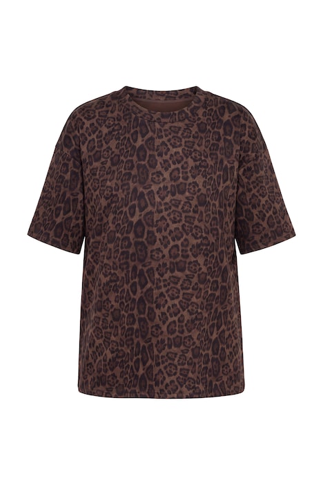 Tričko, volný střih, semiš s leopardím vzorem, krátké rukávy