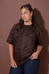 T-Shirt, Oversize Shape, Suede mit Leo, Halbarm