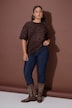T-Shirt, Oversize Shape, Suede mit Leo, Halbarm