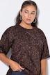 T-Shirt, Oversize Shape, Suede mit Leo, Halbarm