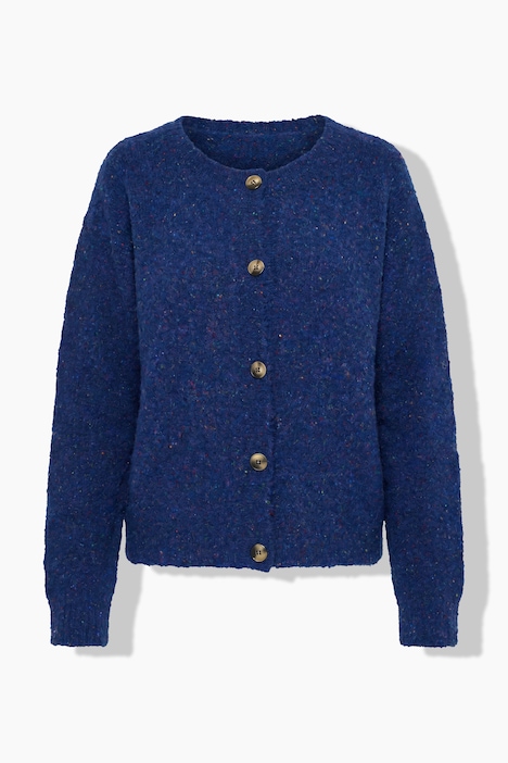 Strickjacke, Noppengarn, Rundhals, Langarm