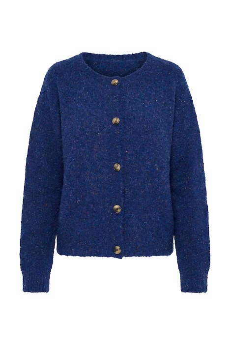 Strickjacke, Noppengarn, Rundhals, Langarm