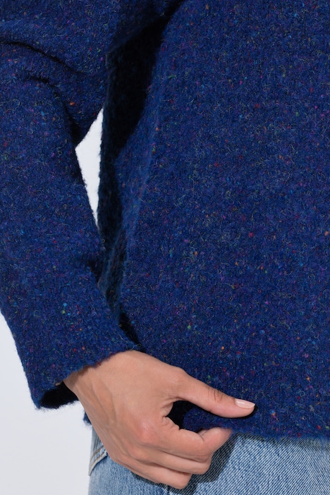 Strickjacke, Noppengarn, Rundhals, Langarm