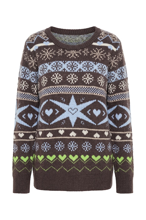 Pullover, Norwegermuster, Stehkragen, Langarm