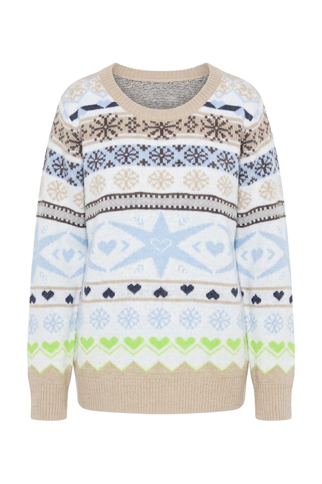 Pullover, Norwegermuster, Stehkragen, Langarm