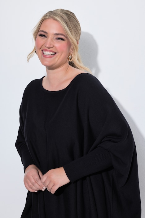 Gebreide poncho, oversized, brede oversized schouders
