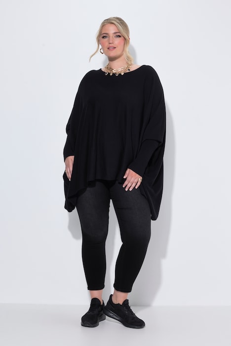 Gebreide poncho, oversized, brede oversized schouders
