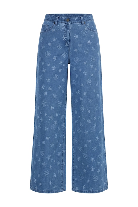 Jeans Mary, Schneeflocken, weites, gerades Bein