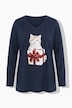 Weihnachts-Shirt, Tiermotiv, V-Ausschnitt, Langarm