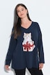 Weihnachts-Shirt, Tiermotiv, V-Ausschnitt, Langarm