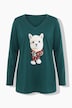 Weihnachts-Shirt, Tiermotiv, V-Ausschnitt, Langarm