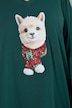 Weihnachts-Shirt, Tiermotiv, V-Ausschnitt, Langarm