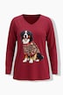 Weihnachts-Shirt, Tiermotiv, V-Ausschnitt, Langarm