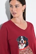 Weihnachts-Shirt, Tiermotiv, V-Ausschnitt, Langarm