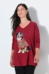 Weihnachts-Shirt, Tiermotiv, V-Ausschnitt, Langarm