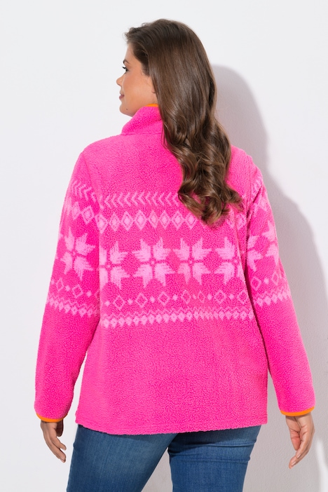 Norweger, Teddy-Fleece-Sweatshirt, Stehkragen