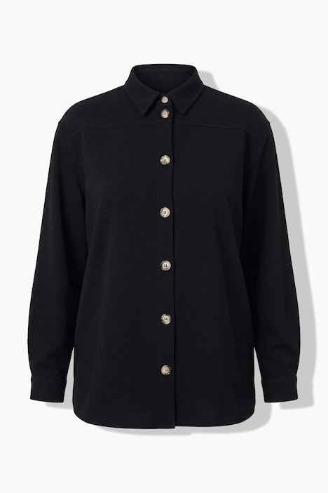 Hemdjacke, Loose Fit, Ziernaht, Langarm mit Manschetten