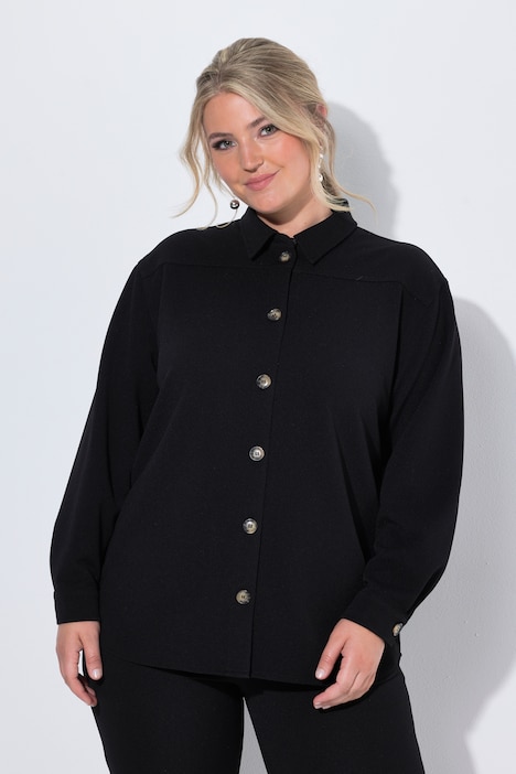 Hemdjacke, Loose Fit, Ziernaht, Langarm mit Manschetten