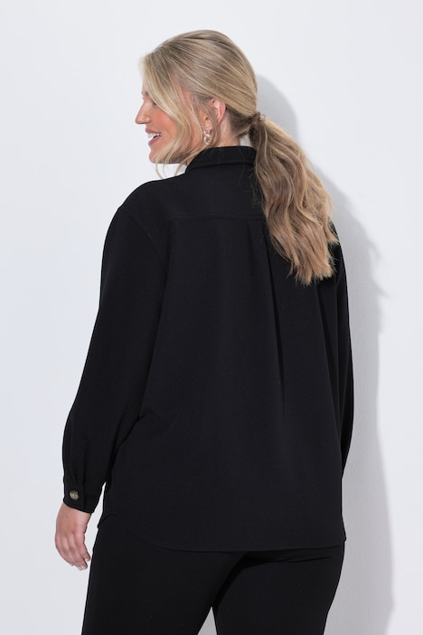 Hemdjacke, Loose Fit, Ziernaht, Langarm mit Manschetten
